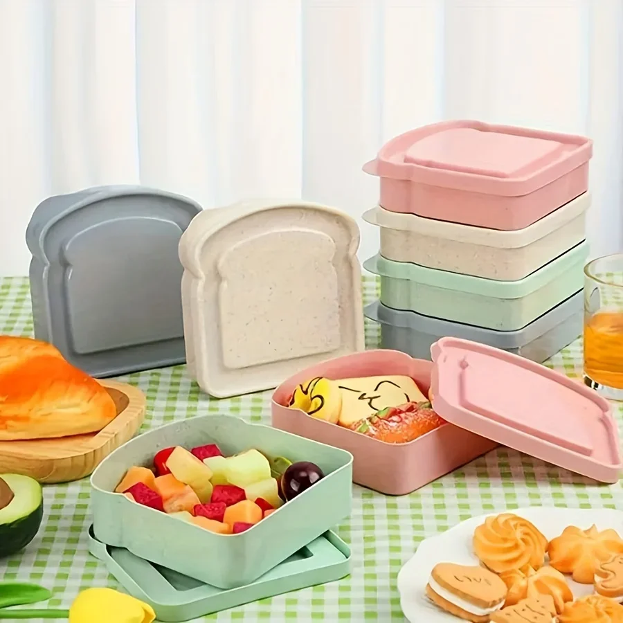 Color: black - 2025 sonic Sandwich Containers Lunch Toast Storage Box With Lid Portable Food Storage Reusable Microwave Lunch Sandwich Box
