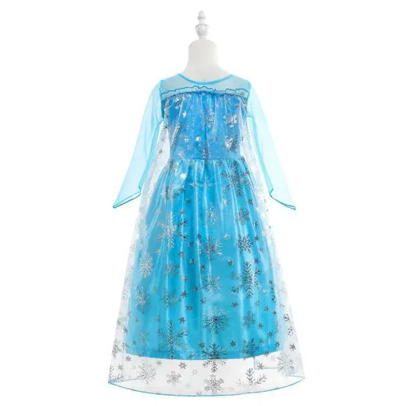 Color: Brown, Kid Size: 4T - Disney Girls Cospaly Snow Queen Elsa Costumes Kids Carnival Party Prom Gown Robe-Playing Children Clothes Frozen Princess Dress