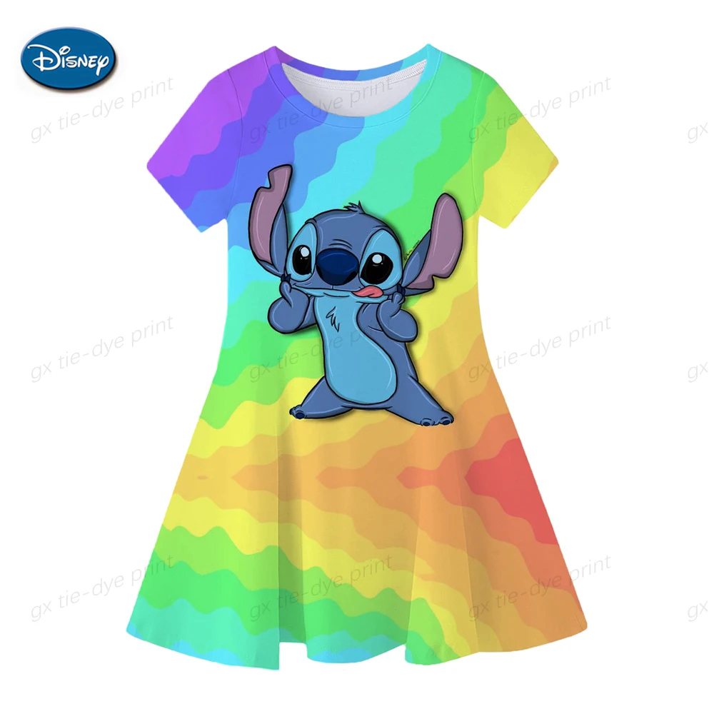 Color: GRAY, Ships From: CHINA, Kid Size: 4T - Fashion Baby Girls Stitch Dress Summer Dress Cartoon Stitch Dress Princess Stitch Dress Children's Girl Clothing 0-14 Years