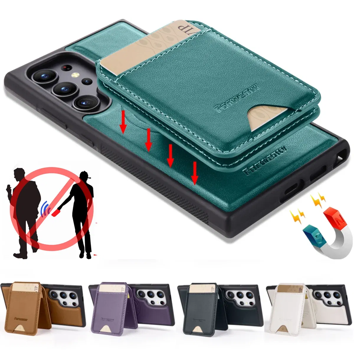 Color: WHITE, Compatibility by Model: Galaxy S23 - Leather Case For Samsung Galaxy A16 A36 A56 A55 A35 A15 A25 S25 S24 Ultra S23 S22 Plus + 2 in 1 Detachable Vertical Wallet Cover