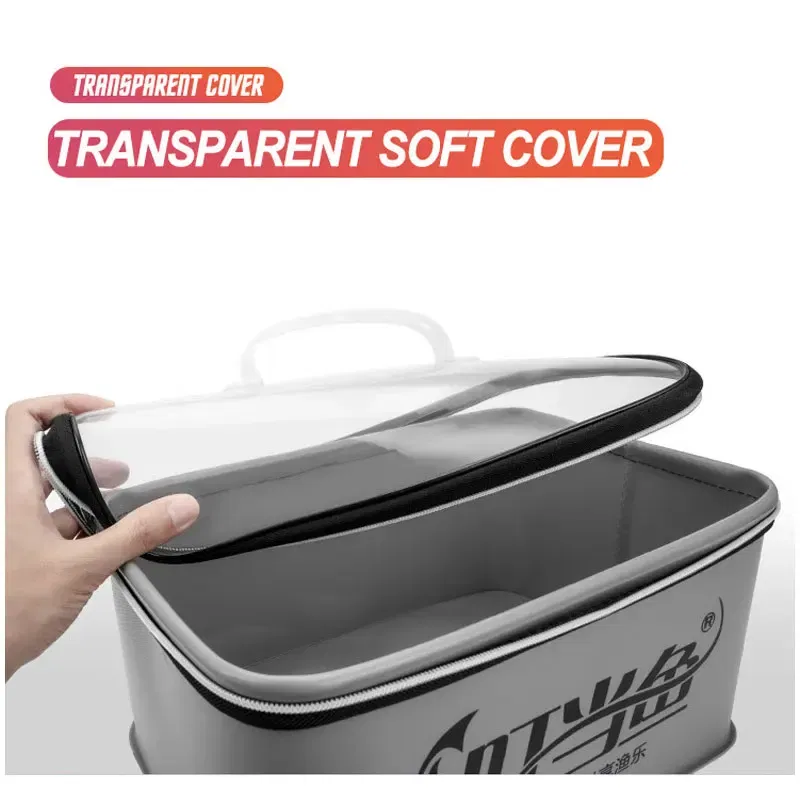 Color: Red - Multifunction EVA Fishing Bag Box Folding Live Fish Bucket 4L 6L 10L 14L Water Container Bags Fishing Tackle Tools Storage Case