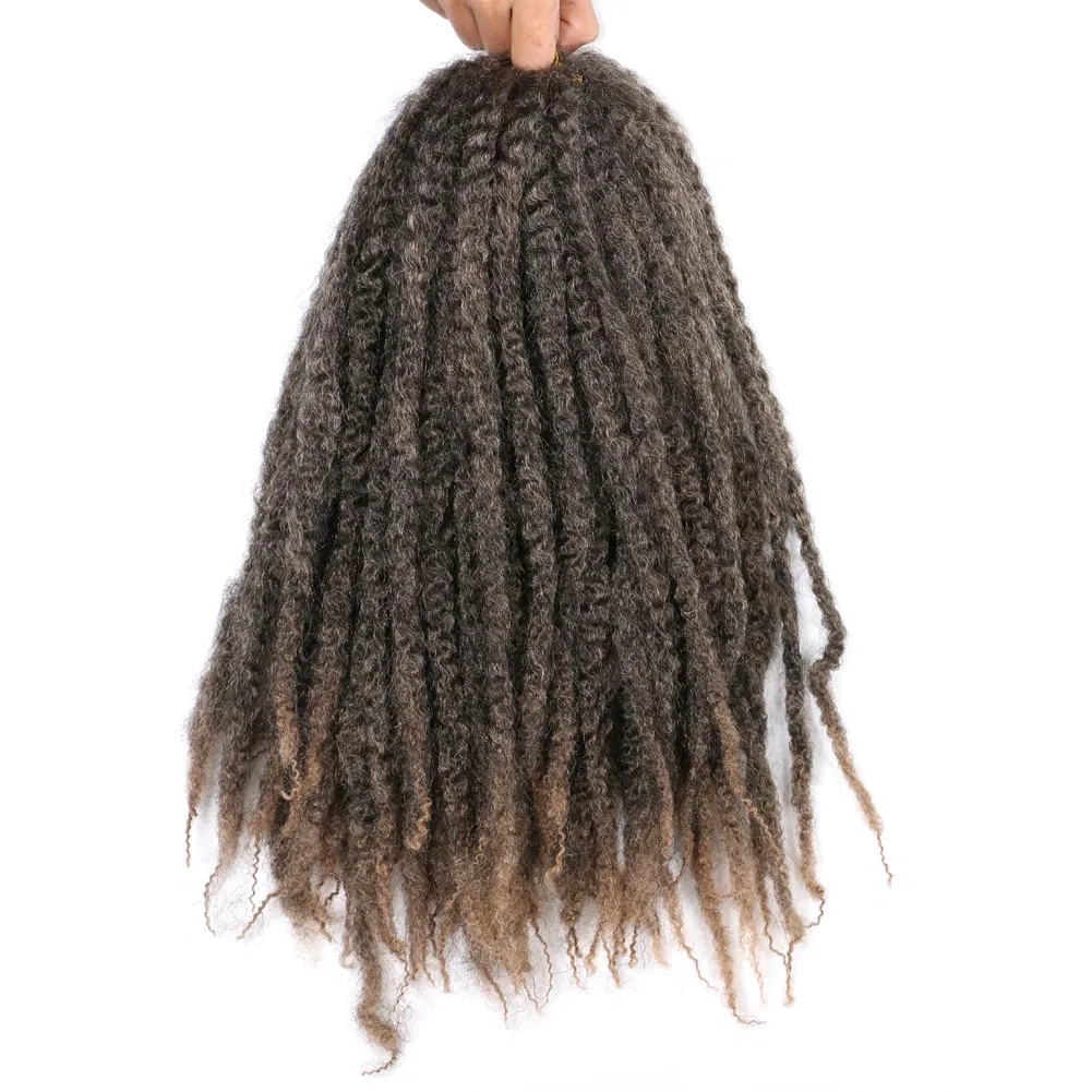 Color: T1B/27, Stretched Length: 18inches, Bulk Buy: 3Pcs/Lot - 18 Inch Synthetic Marley  Twist Braiding Hair Afro Kinky Curly Crochet Hair for Faux Locs Long Springy Twist Hair Extensions