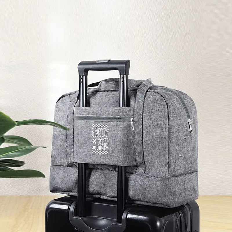 Color: SKY BLUE - Fashion Folding Travel Bag Women Oxford Travel Weekend Overnight Bags Luggage Tote