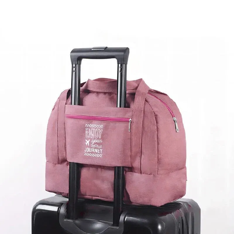 Color: SKY BLUE - Fashion Folding Travel Bag Women Oxford Travel Weekend Overnight Bags Luggage Tote