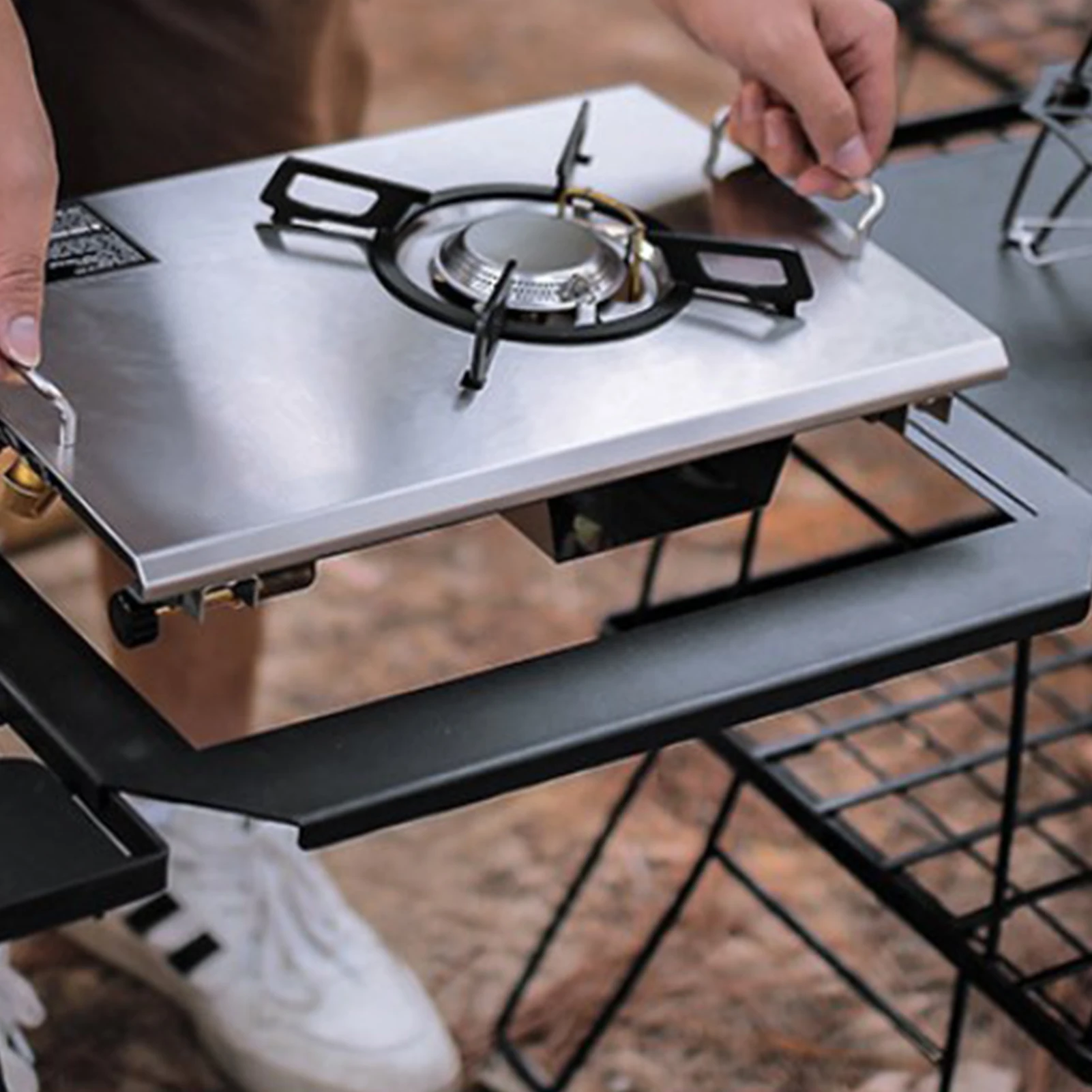 Color: Brown, Ships From: CN - Camping Table Burner Connecting Plate Steel Plate Countertop Single Burner Connection Board With Spraying Process DIY Tent Table