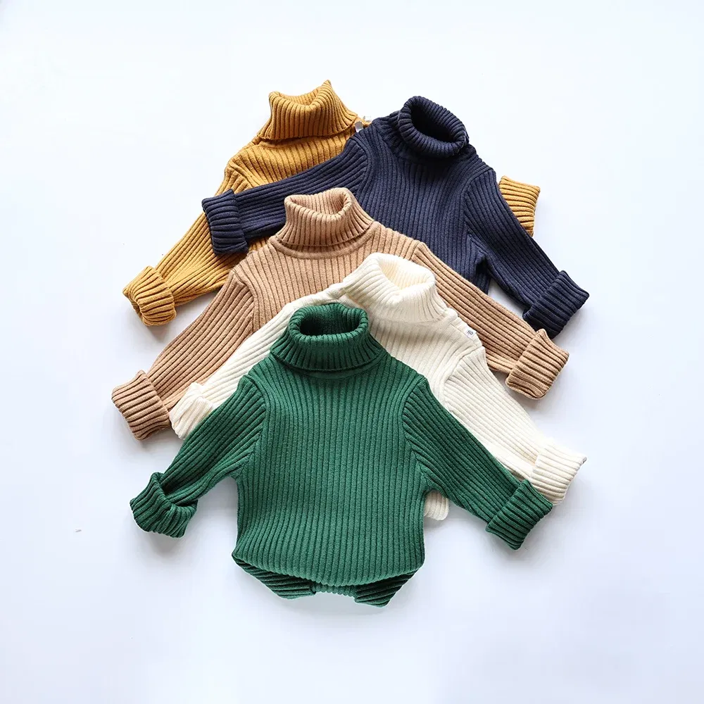 Color: SKY BLUE, Kid Size: 3T - MILANCEL Autumn Soft Tight Unisex Kids Knitwear Sweaters Solid Multi Color Girls Sweater Brief Boys Pullover Turtleneck Outwear