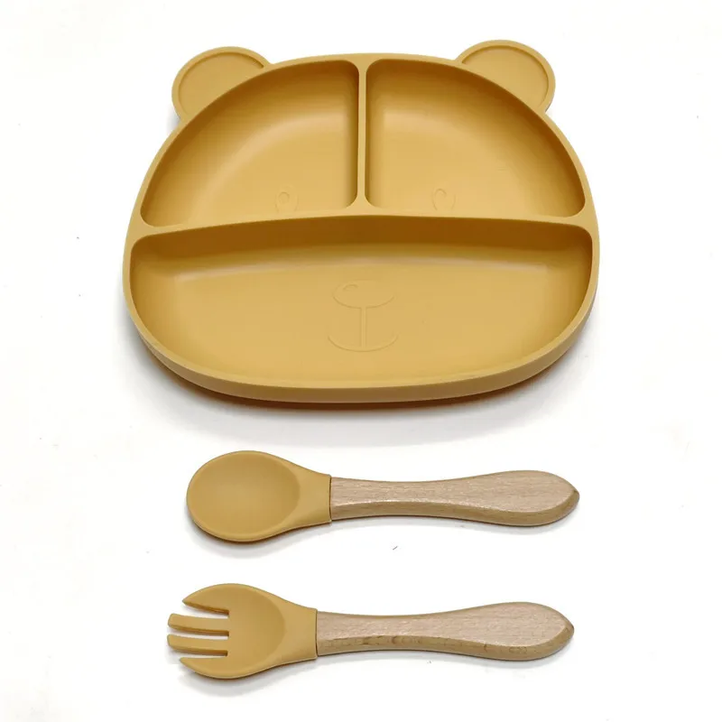 Color: Blue - Gel dinner plate children eating tableware adsorption on the desktop fruit plate silicone supplement plate