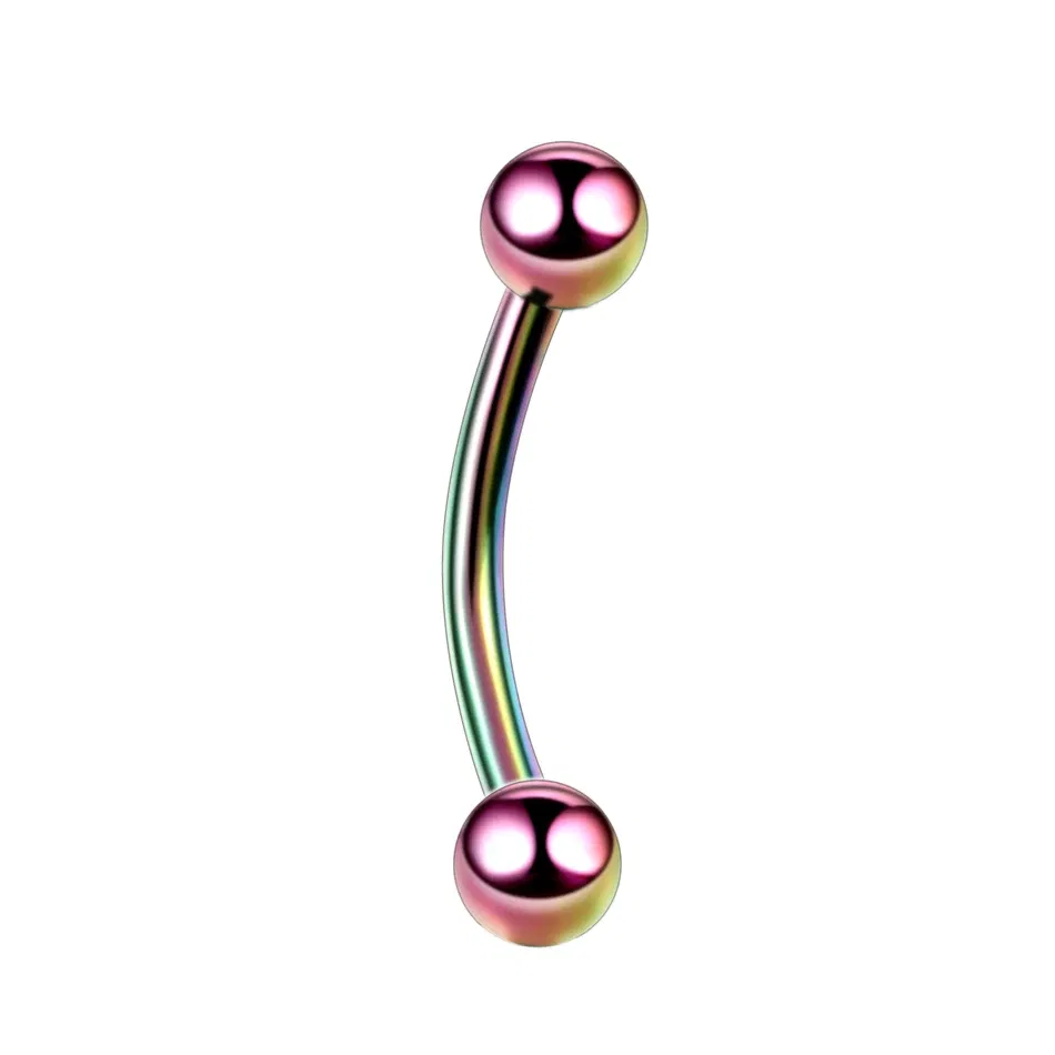Metal color: Rhodium Plated, Main Stone Color: green - G23 Titanium Epoxy Curved Barbells Eyebrow Rings Piercing Curved Bar Banana Eyebrow Ear Cartilage Tragus Body Piercing Jewelry