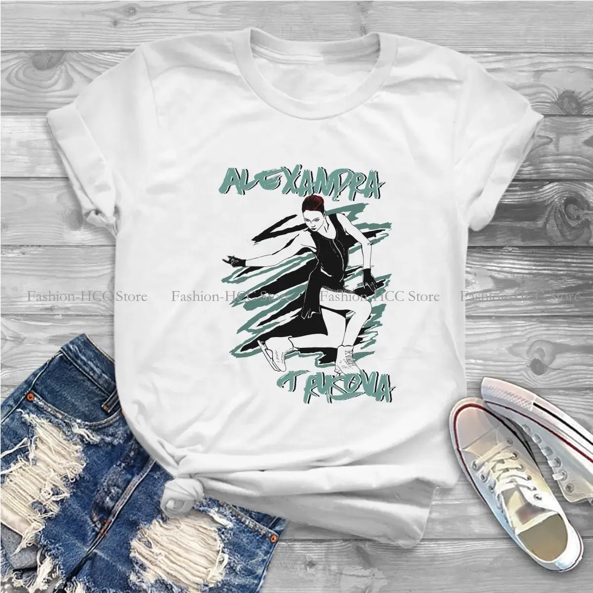 Color: black, Size: XXL - Alexandra Unique TShirt Figure Skating Top Quality Hip Hop Graphic  T Shirt Stuff