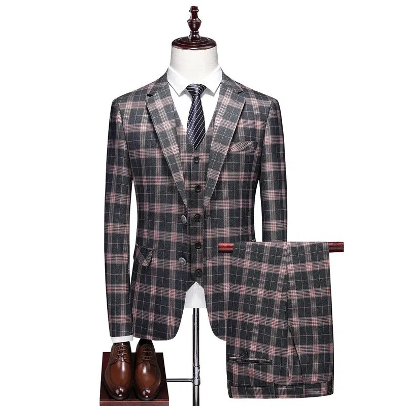 High-End Three-Piece Men's Wedding Suit with Vest And Trousers Fashion Business Casual Groom's Dress All-In-One