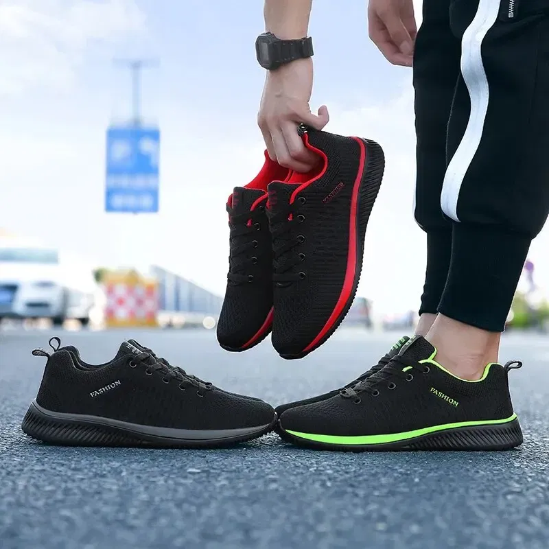 Shoe Size: 41, Color: Black - Men Casual Sneakers High Quality Male Sneakers Breathable Fashion Gym Light Walking Casual Shoes