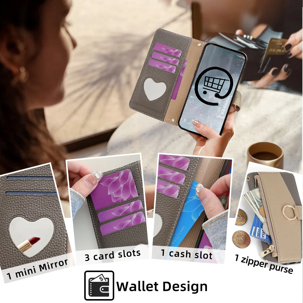 Color: Frosted Black, Compatibility by Model: Galaxy A05 - Leather Phone Case for SAMSUNG Galaxy A05 A06 A16 A15 A36 A56 A26 5G  Crossbody Wallet Case Flip Mirror Cover with Long Lanyard