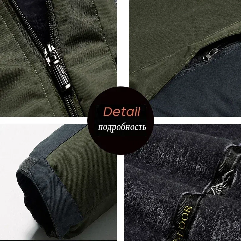 Color: Blue, Size: M - Winter Jacket Men Thick Fleece Waterproof Outwear unload Jackets Men's Windbreaker Army Parka Raincoat Coats Plus Size 8XL 9XL