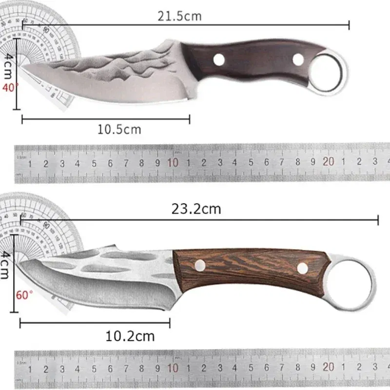 Color: Red - Stainless Steel Boning Knives Handmade Forged Knife Fruit Slicing Knife Meat Cleaver Kitchen Knife Fish Knife Cooking Knife