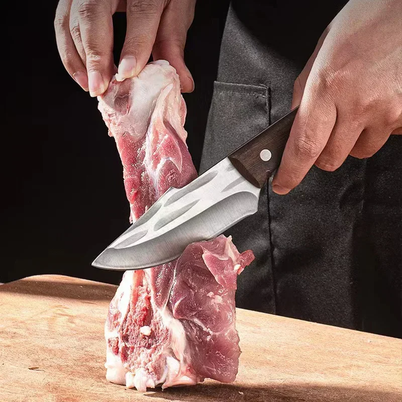 Color: Red - Stainless Steel Boning Knives Handmade Forged Knife Fruit Slicing Knife Meat Cleaver Kitchen Knife Fish Knife Cooking Knife