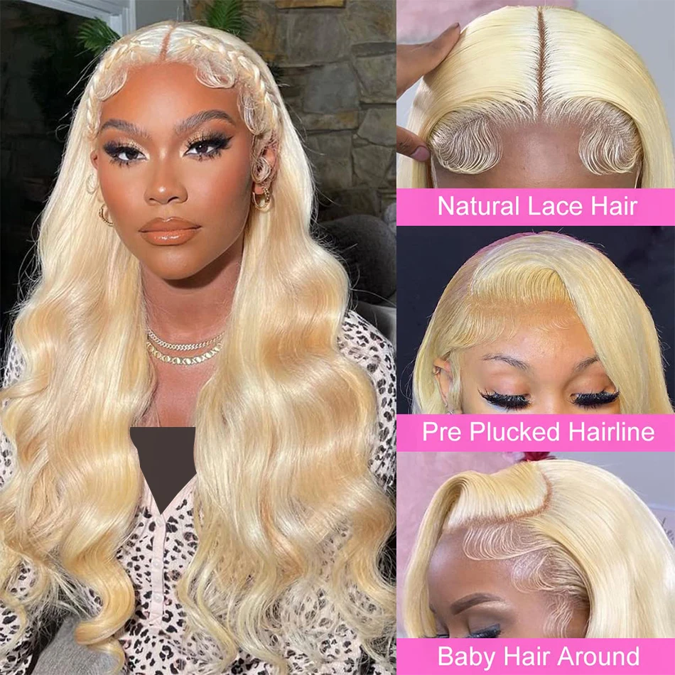 Color: WHITE, Stretched Length: 22INCHES, Density: 180%, Ships From: CHINA - 613 Blonde Lace Front Wig Human Hair Body Wave 13X6 Hd Lace Frontal Wig 13X4 Lace Front Human Hair Wig Hd Lace Wig For Women