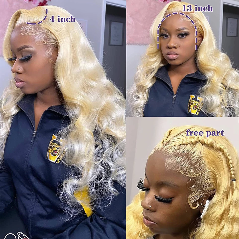 Color: WHITE, Stretched Length: 22INCHES, Density: 180%, Ships From: CHINA - 613 Blonde Lace Front Wig Human Hair Body Wave 13X6 Hd Lace Frontal Wig 13X4 Lace Front Human Hair Wig Hd Lace Wig For Women