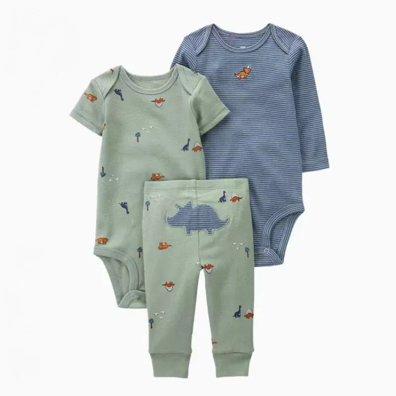 Color: Brown, Ships From: CHINA, Kid Size: 6M - 3PCS Baby Boy Clothes Autumn Newborn Baby Clothes Bodysuits+Pants Animal Outfit Infant Pajama Pure Cotton Sets 0-24M Jumpsuit