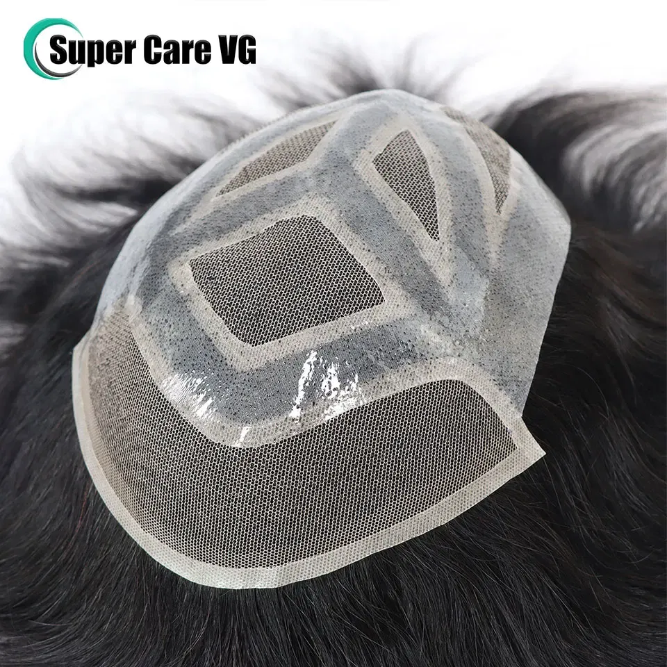 Lace With PU Toupee Men Breathable French Lace Front Men's Wig Human Hair Toupee Men's Replacement Systems