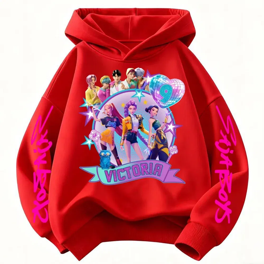 Color: Dark Grey, Kid Size: 3T - Movie Kpop Demon Hunters Shining light ball Hoodie Men Women Cartoon Fashion Sweatshirt Male Casual boys&girls Pullover Hoodies