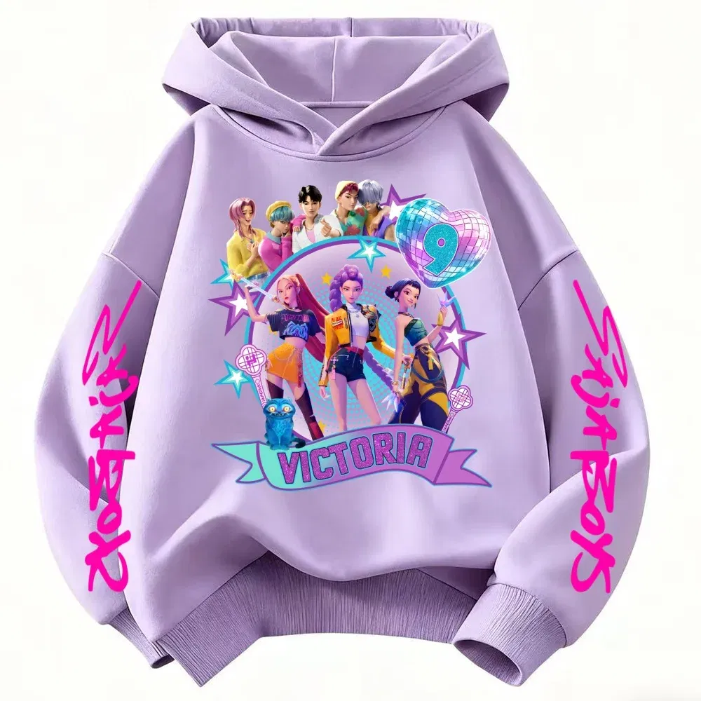 Color: Dark Grey, Kid Size: 3T - Movie Kpop Demon Hunters Shining light ball Hoodie Men Women Cartoon Fashion Sweatshirt Male Casual boys&girls Pullover Hoodies