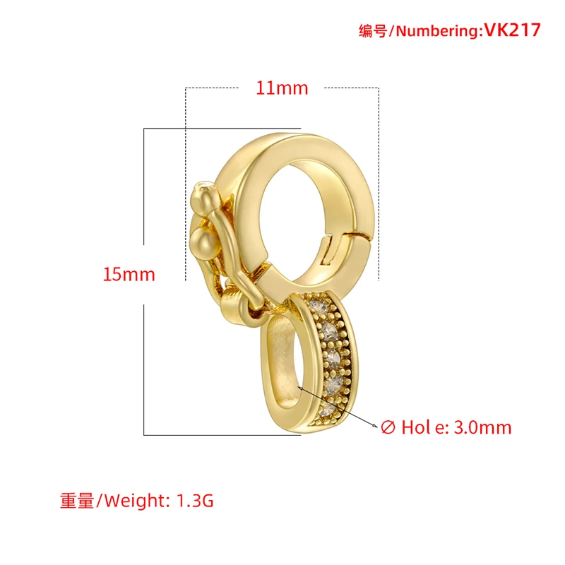 Color: GRAY - ZHUKOU NEW gold color round hooks for women DIY handmade necklace Jewelry hooks accessories supplies wholesale VK129