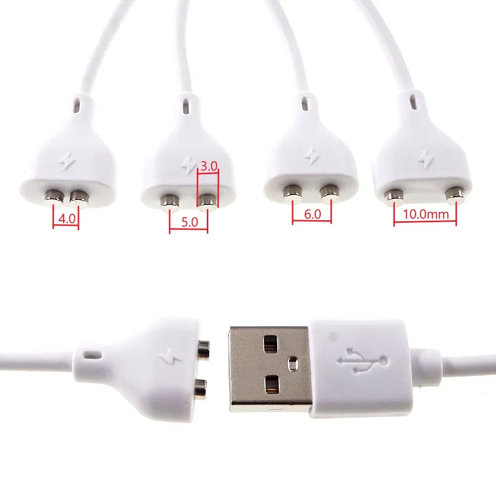 Color: Orange - 1 Pc 2 Pin Magnetic Charging Cable Center Space 5MM 6 7 8 9 10 Magnet Suction USB Power Charger Beauty Instrument Toothbrush