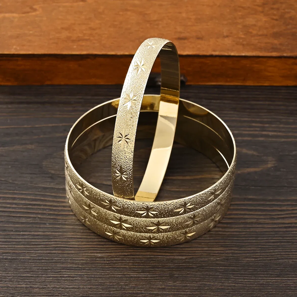 Metal Color: Antique Silver Plated - Adult Size 4PCS 65MM 9K Gold Color Hig Quality Top Sale Cute Bracelet Jewelry  Flower Bangle Girl Birthday Party Gift