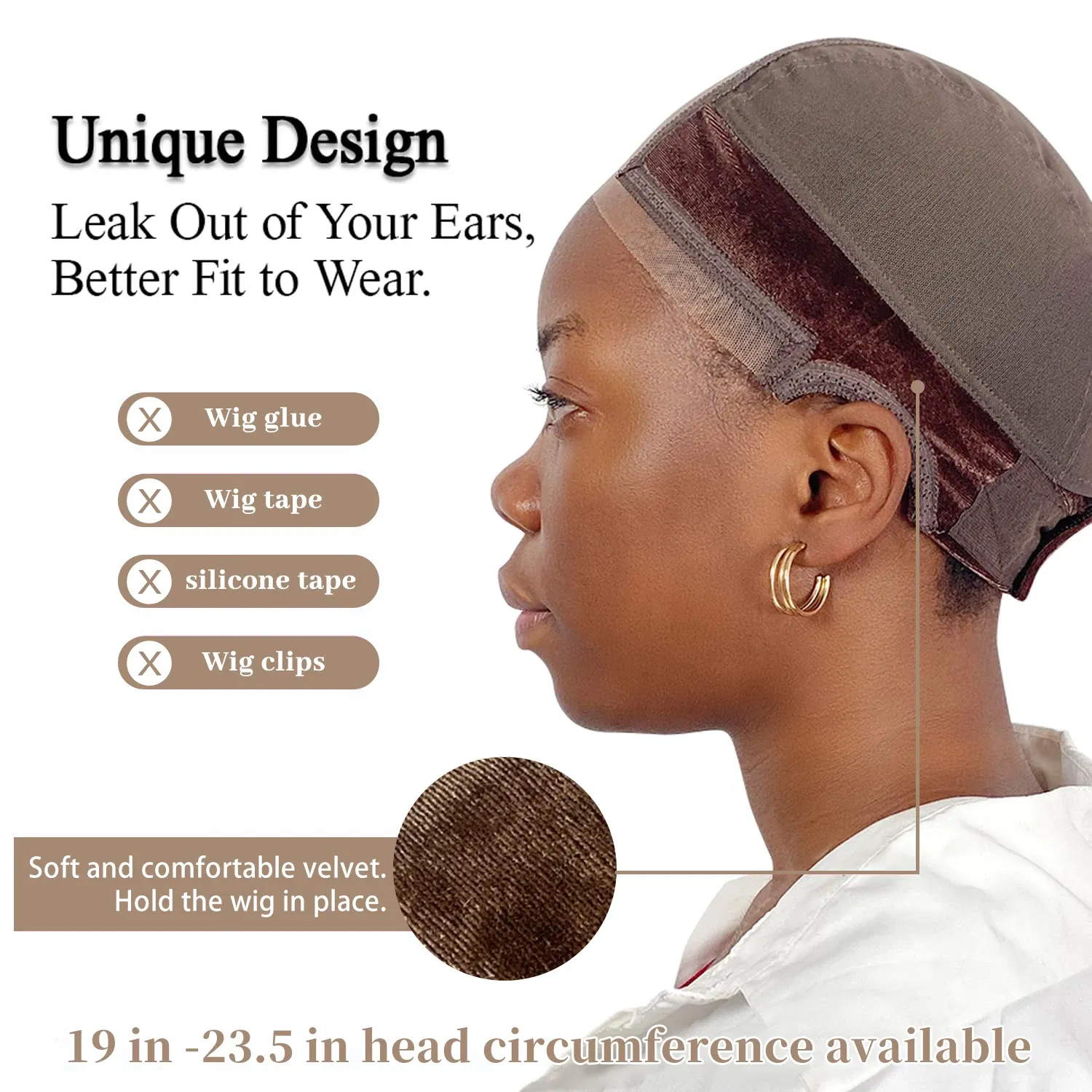 Color: Blonde - Wig Cap with Grip Band for Keeping Wigs in Place, More Full Cap-wide Transparent Lace for Lace Front Wigs