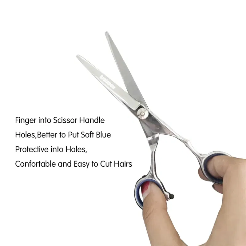 Color: GRAY - Brainbow 6 inch Cutting Thinning  Styling Tool Hair Scissors Stainless Steel Salon Hairdressing Shears Regular Flat Teeth Blades