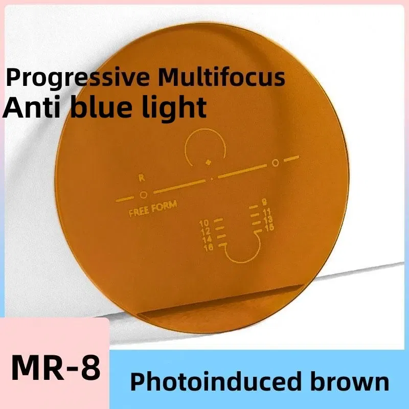Lenses Color: GRAY, Lens Index: 1.61 - FIRADA MR-8 HMC Anti-scratch Frameless Aspheric Photochromic Anti Blue Light Progressive Multi-focus Optical Prescription Lens