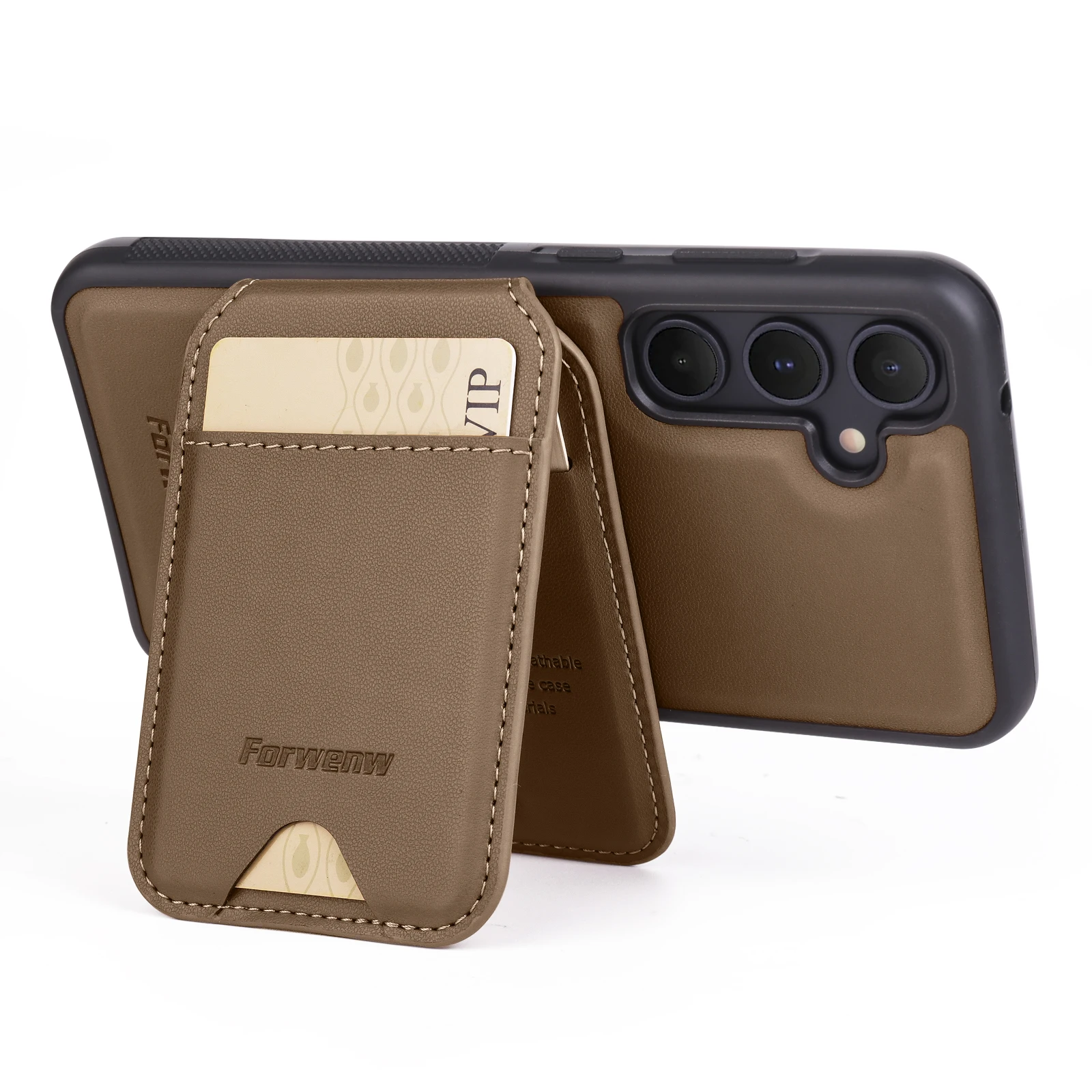 Color: Brown, Compatibility by Model: Galaxy S24 - Leather Case For Samsung Galaxy A16 A36 A56 A55 A35 A15 A25 S25 S24 Ultra S23 S22 Plus + 2 in 1 Detachable Vertical Wallet Cover