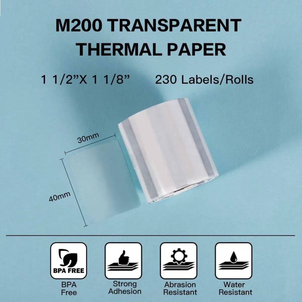 Color: green - Original M110 M220 Clear Thermal Labels -1.57"x2.36" (40x60mm) Transparent Waterproof Label Refills Compatible with Phomemo M110