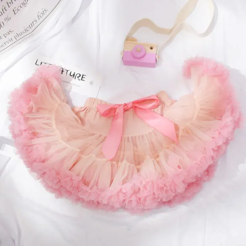 Color: Beige, Kid Size: 4 - Baby Girls Tulle Tutu Skirt Ballerina Pettiskirt Fluffy Children Ballet Skirts For Party Dance Princess Girl Tulle Clothes 1-10Y