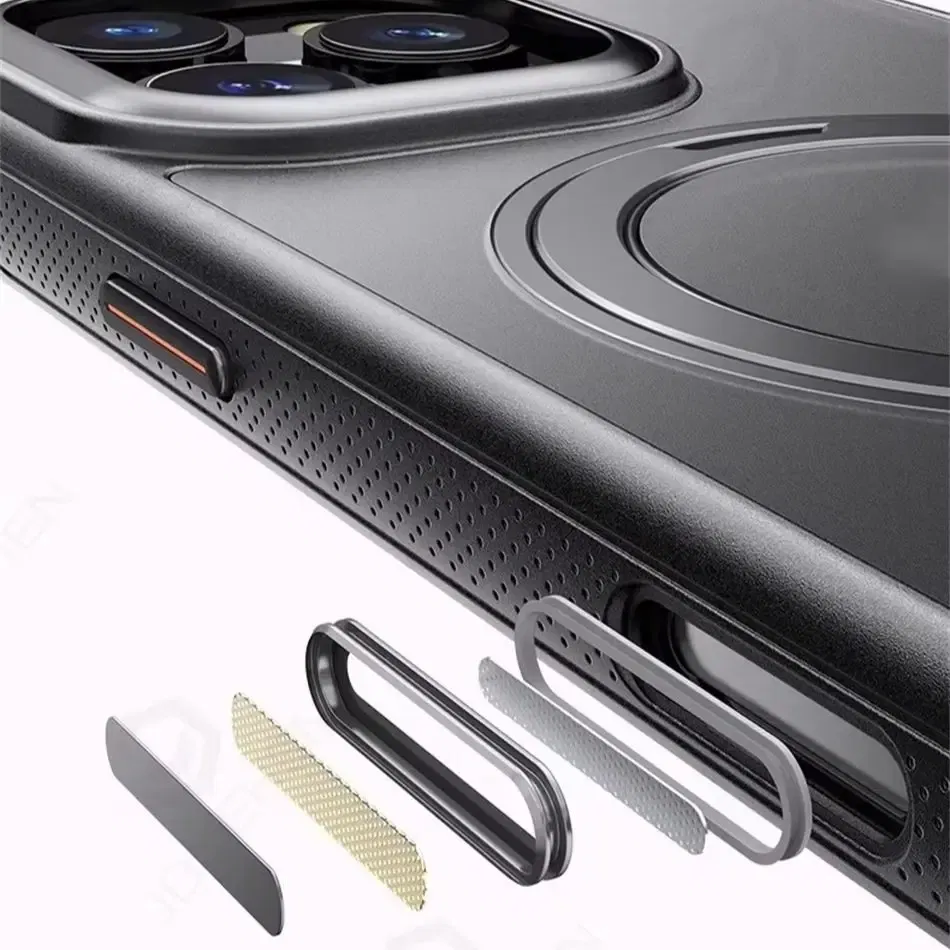 Color: black, Material: Microfiber - 360?° Rotation Ring Stand Magnetic Case For iPhone 13 14 15 16 17 Pro Max 16E Matte Military Shockproof Armor Cover For Magsafe