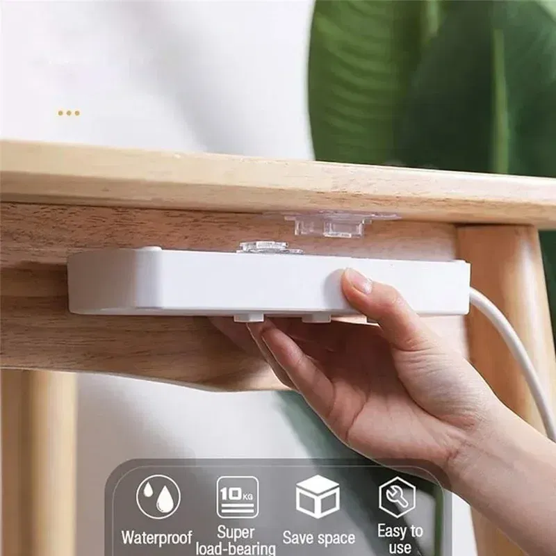 Color: light green - Double-Sided Adhesive Wall Hooks Hanger Strong Transparent Suction Cup Sucker Hooks Kitchen Bathroom Storage Plug Socket Holders