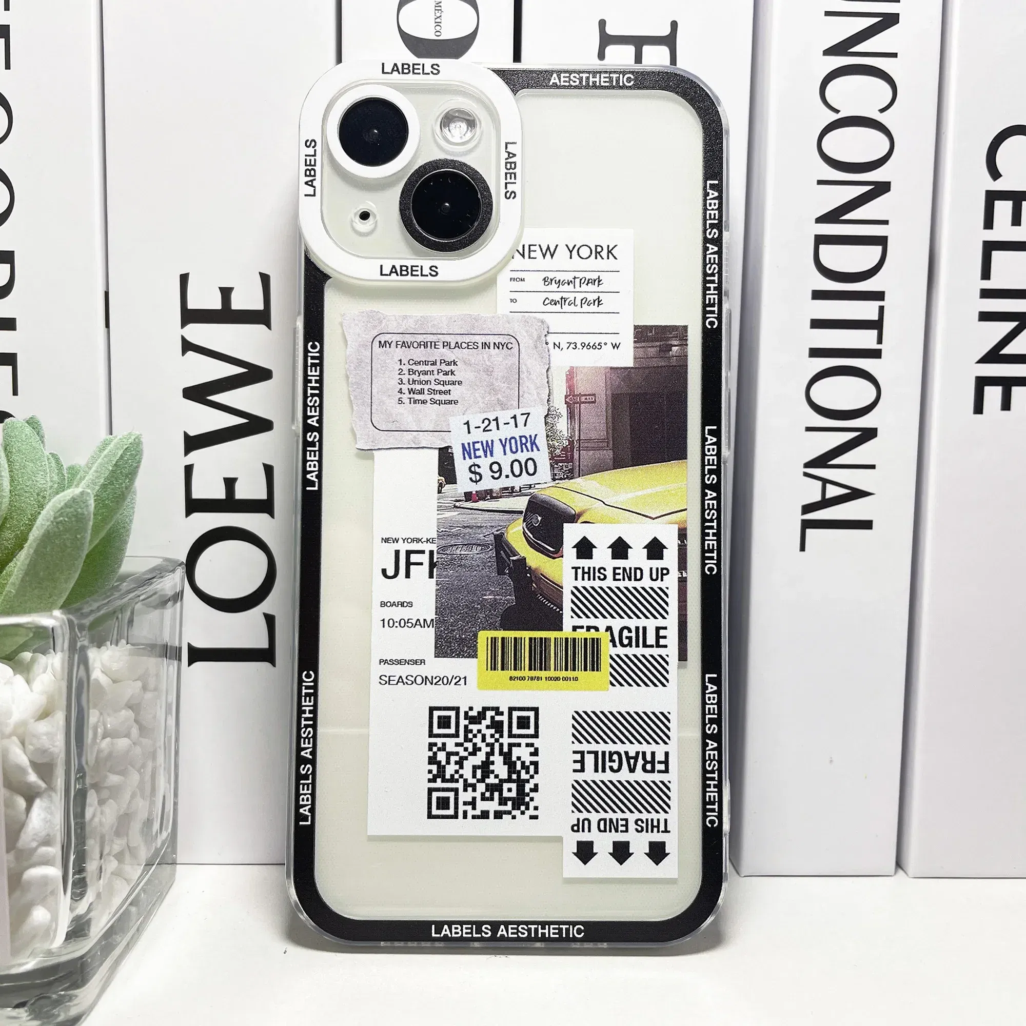 Color: black, Material: aluminum - Mix Labels Aesthetic Stickers Collage Phone Case For iPhone 16 15 14 13 12 11 Pro Max Mini XS X XR SE 7 8 Plus Clear Soft Cover
