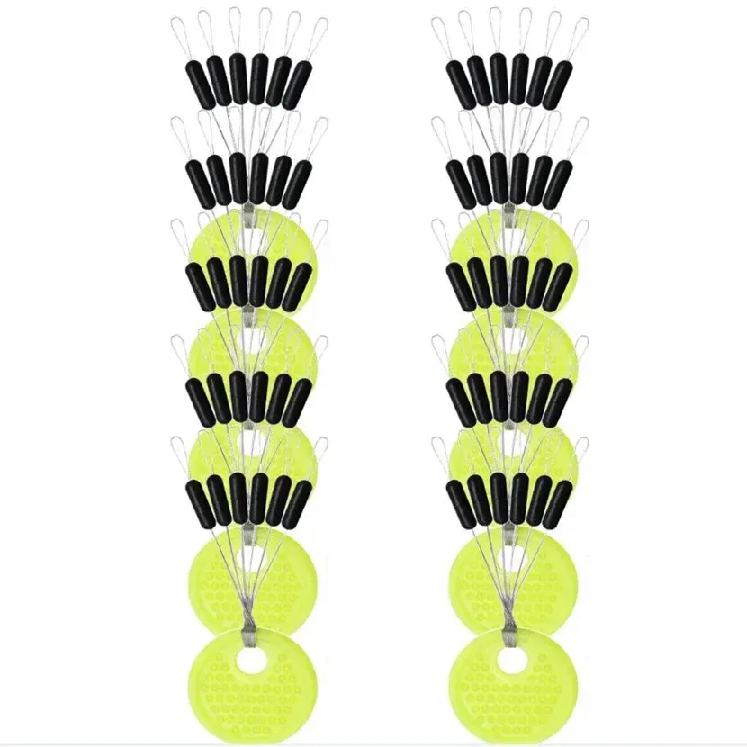 Color: Brown - 10 groups (60pcs) 0.4-8.0# Fishing Line Stopper Silicone Space Bean Stopper Fishing Float Anti-Strand Fishing Bobber Float