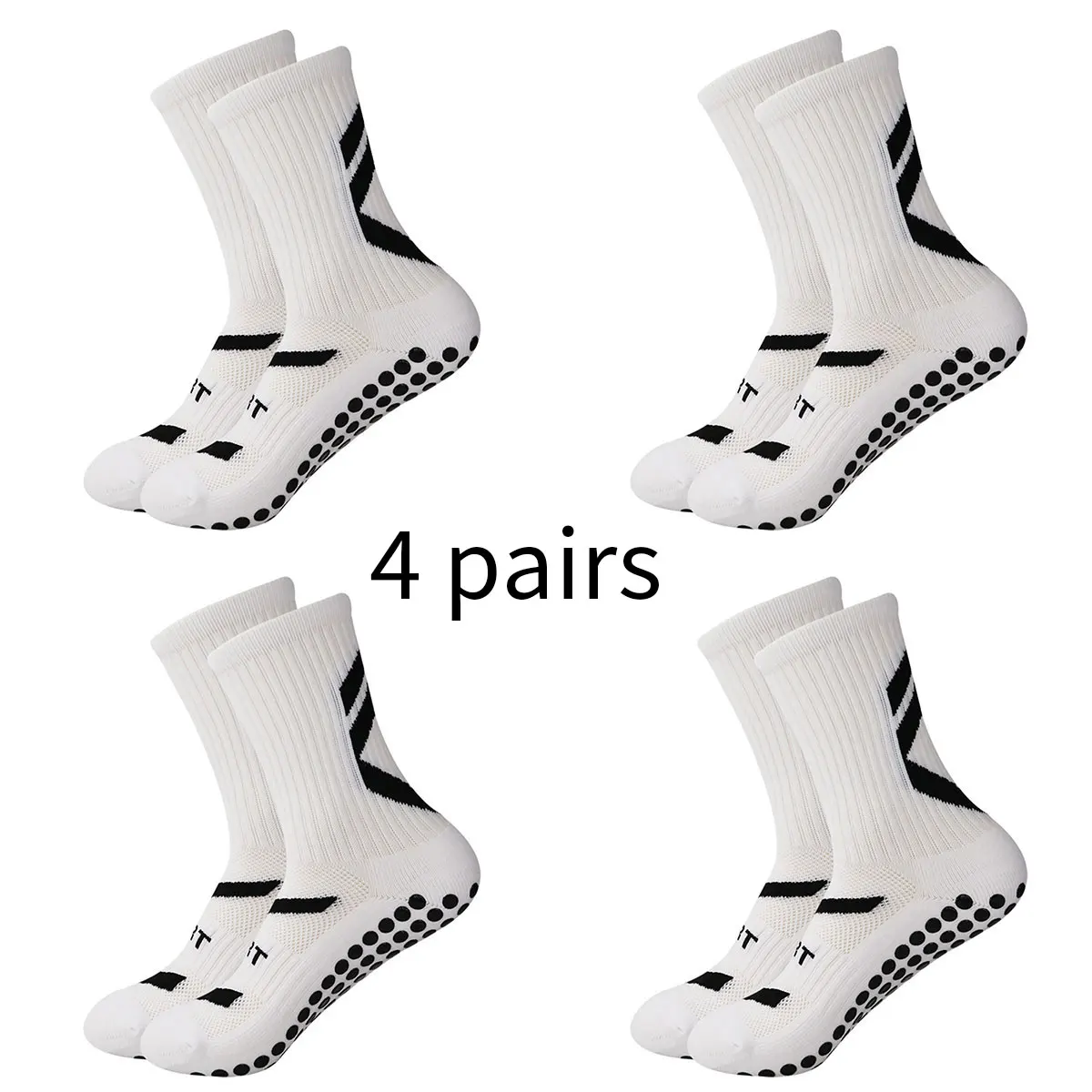 Color: Gold, Size: L - 4 pairs of new combination non slip sports socks, non slip rubber grip pads, football socks, tennis running socks
