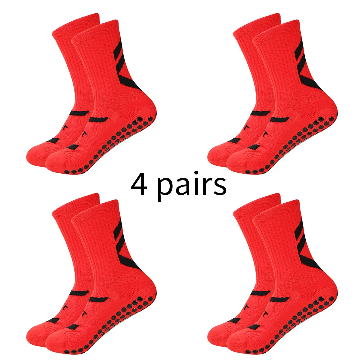 Color: Gold, Size: L - 4 pairs of new combination non slip sports socks, non slip rubber grip pads, football socks, tennis running socks