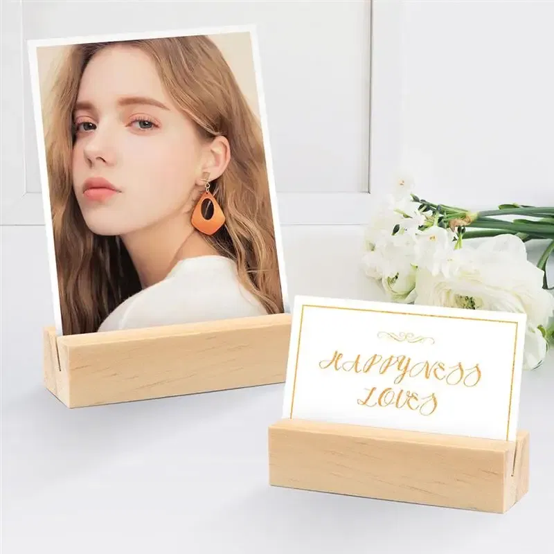 Color: Silver - 10/12/20Pcs Wooden Photo Stand Business Card Holder Rectangle Card Clip Picture Holder Handmade Picture Frame for Home Office