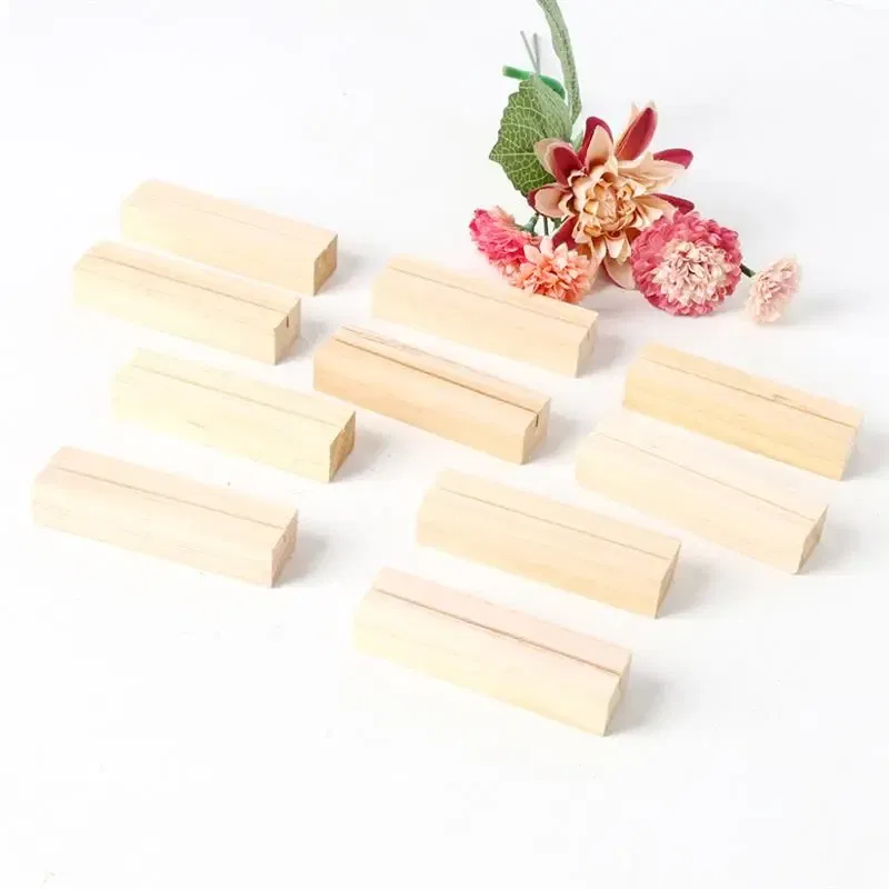Color: Silver - 10/12/20Pcs Wooden Photo Stand Business Card Holder Rectangle Card Clip Picture Holder Handmade Picture Frame for Home Office