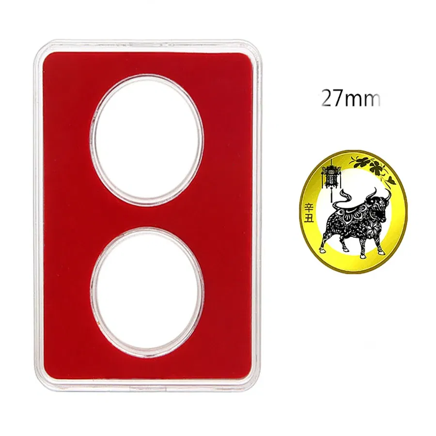 Color: light green - 27mm 30mm Small Label Grade IDENTIFICATION 2 Coins slabs Holder Display Red Color Coin Collecting Storage Box