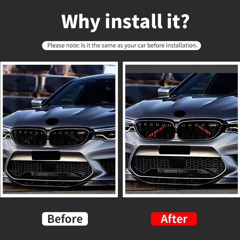 Color Name: WHITE - For BMW 5 6 7 Series F10 F11 F12 F13 F18 F01 F02 F03 F04 F06 F07 X1 F48 X2 F39 Car Front Grille Trim Strips Cover Accessories