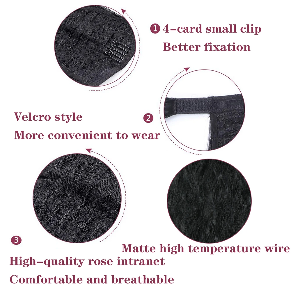 Color: P1B/613, Stretched Length: 22inches - Synthetic Long Corn Wavy Ponytail Hairpiece Wrap on Hair Clip Ombre Brown Blonde Hair Extensions Pony Tail