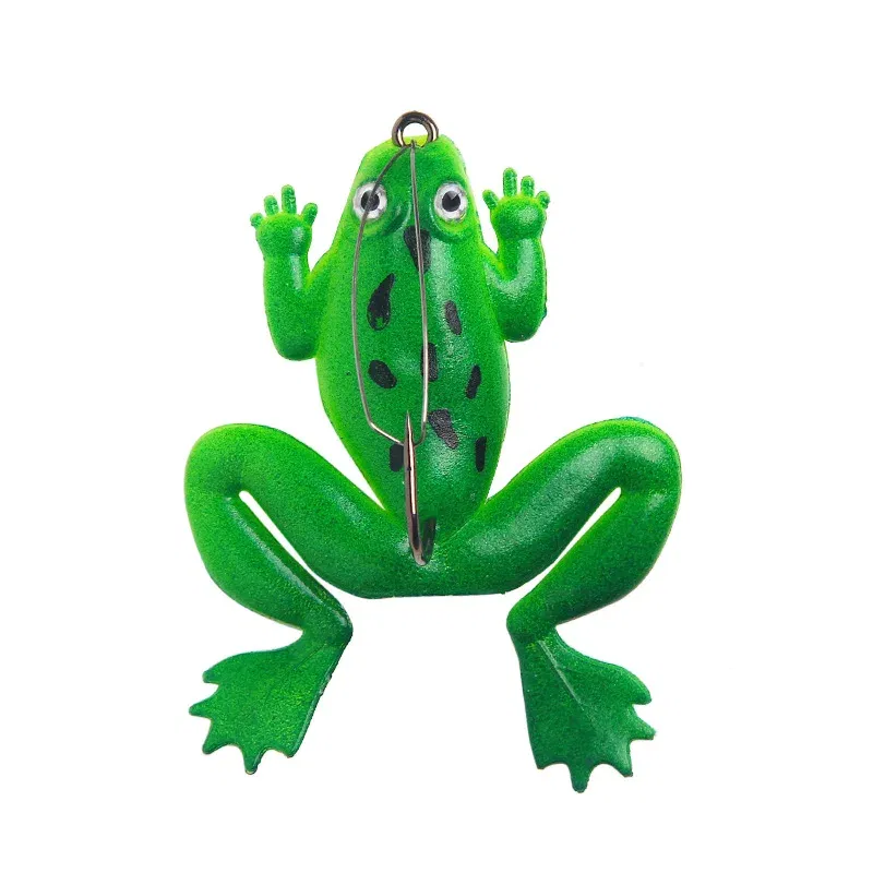 Color: Navy Blue - 1 Pcs Soft Frog Fishing Lures 6CM 5.2G Silicone Bait Frog Artificial Treble Hooks Top Water Ray Baits Fishing Tackle