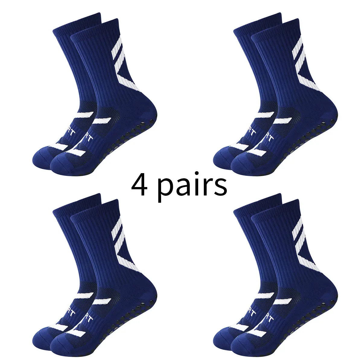 Color: Green, Size: L - 4 pairs of new combination non slip sports socks, non slip rubber grip pads, football socks, tennis running socks