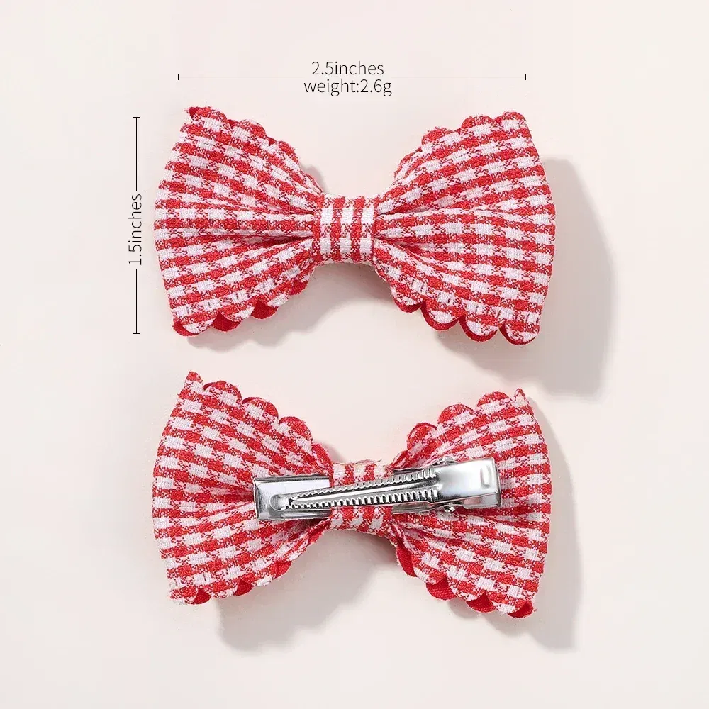 Color: ROYAL BLUE - 2Pcs/Set Solid Color Kids Bows Hair Clips for Baby Girls Handmade Plaid Bowknot Hairpin Barrettes Photograph Hair Accessories