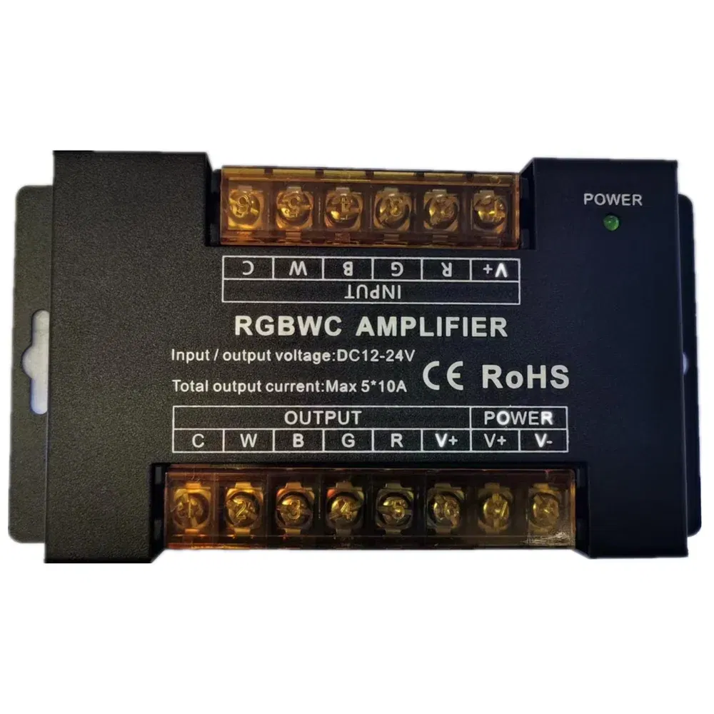 Color: Black - DC5V12V/24V Single Color/RGB/RGBW/RGBWW RGB+CCT LED Amplifier Controller 12A/24A/30A/50A 1CH/3CH/4CH/5CH Strip Power Repeater