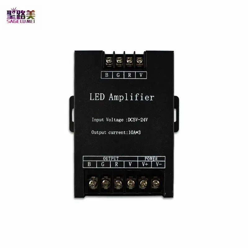 Color: Black - DC5V12V/24V Single Color/RGB/RGBW/RGBWW RGB+CCT LED Amplifier Controller 12A/24A/30A/50A 1CH/3CH/4CH/5CH Strip Power Repeater